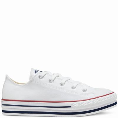 Converse Everyday Platform Chuck Taylor All Star - Lasten Tennarit - Valkoinen/Laivastonsininen